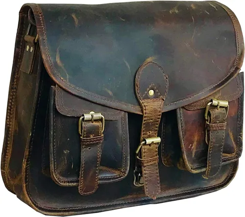Vista 7 de Ruzioon - Bolso cruzado de piel de búfalo para mujer, bolso de hombro para mujer, bolso de viaje de cuero genuino (12 x 10 x 4 pulgadas), Beige