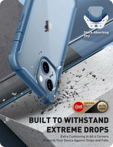 Vista 3 de i-Blason Ares - Funda diseñada para iPhone 14 Plus de 6.7 pulgadas (versión 2022), funda transparente resistente de doble capa con protector