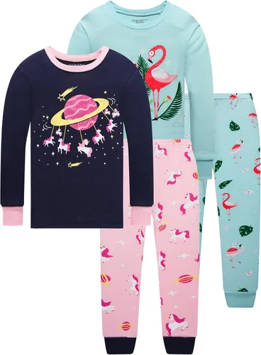Vista 10 de Dolphin&Fish pijama suave para niños y niñas, 100% algodón, pijama de manga larga para niños 4p Dino