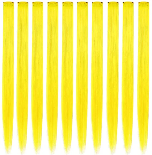 Vista 5 de Extensiones de cabello rosa ahumado con reflejos para fiesta de princesa, disfraz de Navidad para mujer (amarillo)