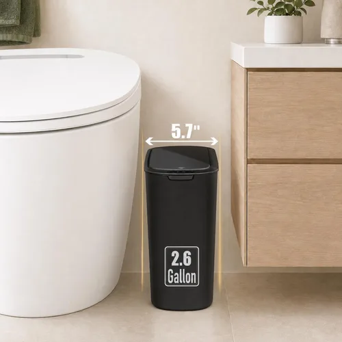 Vista 7 de TIPGO - Cubo de basura automático con sensor de movimiento para baño con tapa, basurero táctil de 2.6 galones, papelera de basura inteligente