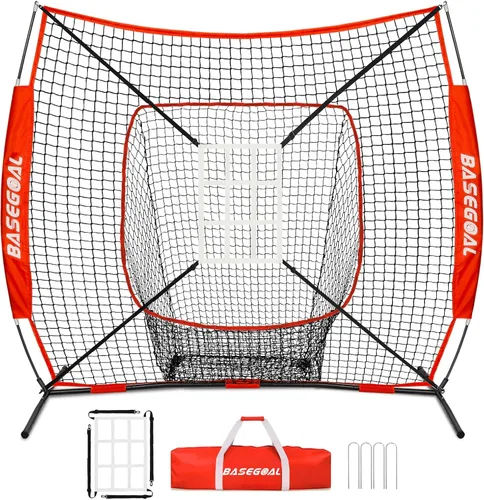 Vista 10 de BaseGoal 6'×6' Baseball Softball Practice Net,Baseball Backstop,for Hitting Pitching Batting Catching with Bow Frame,Bonus Strike Zone,Target