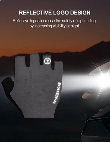 Vista 7 de INBIKE Guantes de ciclismo Guantes de ciclismo que absorben los golpes, transpirables, antideslizantes, sin dedos, para hombres y mujeres