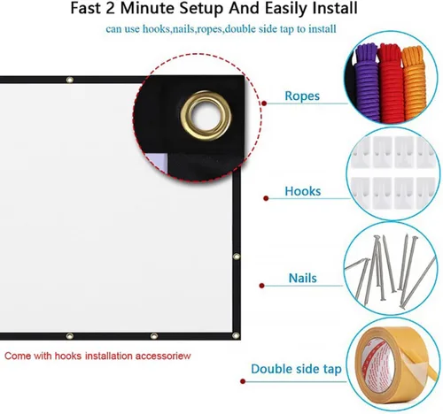 Vista 3 de Kisangel Foldable Portable Projector Screen for Indoor Office Use Lightweight Polyester Movie Projection Screen for Home Theater and Outdoor