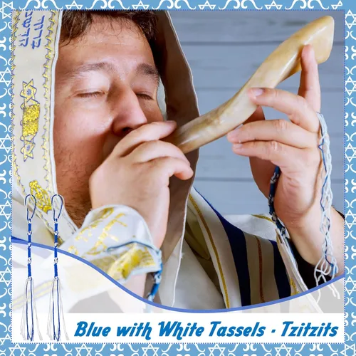 Vista 7 de Boao Tzitzits - Chal de oración con borlas pequeñas, accesorios para decoración del hogar, borlas