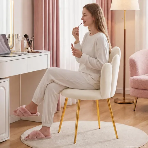 Vista 3 de Silla de tocador para sala de maquillaje, silla decorativa moderna de mediados de siglo para sala de estar, dormitorio, silla de maquillaje