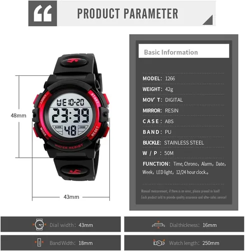 Vista 4 de Dayllon Kids Digital Watch Boys Outdoor Sports 50M Waterproof Girls Watches Alarm Clock 1224 H Stopwatch Calendar for Ages 3-15 Boy Girl Wristwatch