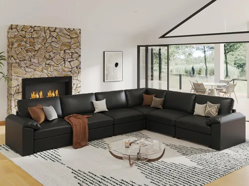 Vista 90 de EASE MOOSE Sofá modular seccional, sofá en forma de U para sala de estar Beige