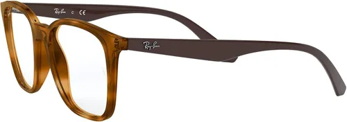 Vista 3 de Ray-Ban Rx7177f Low Bridge Fit - Marco cuadrado para lentes graduados, color amarillo claro HavanaDemo, 2.008 in, Luz amarilla HavanaDemo Lens