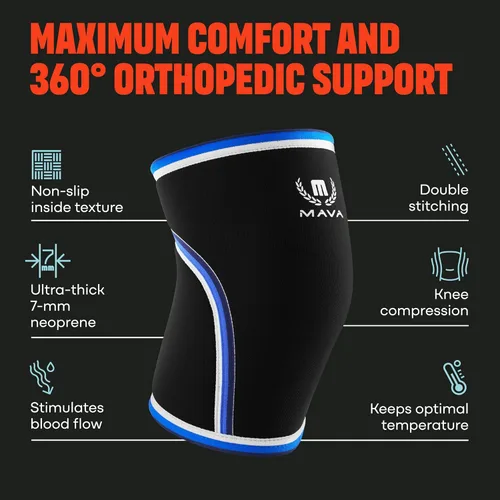 Vista 5 de Par de rodilleras de compresión de neopreno de 0.3" para hombres y mujeres para entrenamiento pesado, sentadillas, gimnasio, levantamiento de pesas