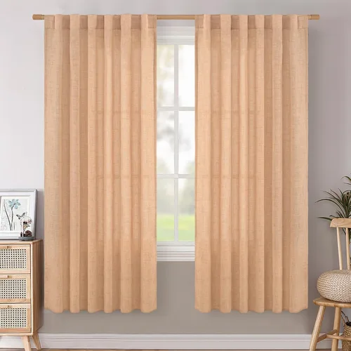 Vista 96 de BGment Cortinas cortas de lino marfil de 36 pulgadas de largo para ventanas de cocina, pequeñas cortinas texturizadas rústicas para café sobre