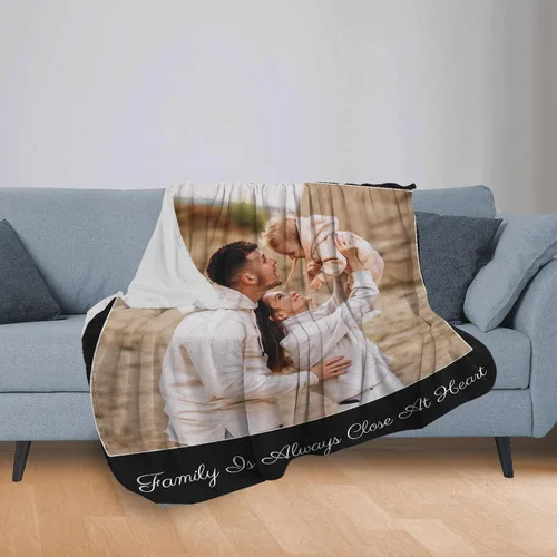 Vista 2 de Manta personalizada con texto fotográfico, manta de franela personalizada, manta personalizada con imagen para bebés, adultos, familiares y amigos