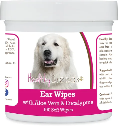 Vista 25 de Healthy Breeds Affenpinscher Toallitas de limpieza de oídos con aloe y eucalipto para perros, 100