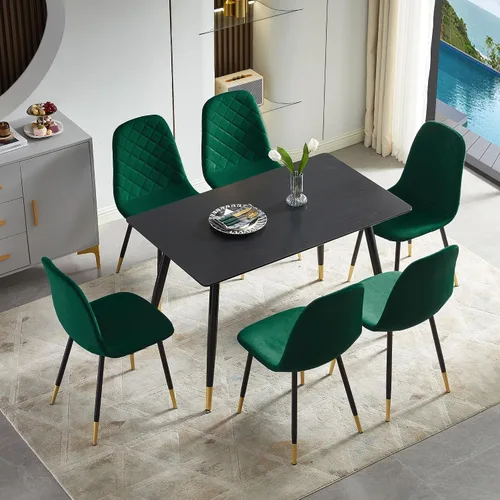 Vista 21 de Juego de 2 sillas de comedor de terciopelo azul marino, sillas tapizadas de cocina y comedor con patas de metal, sillas decorativas modernas