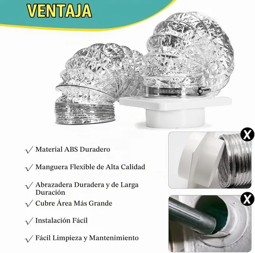 Vista 6 de Kit de Conector de Manguera de Ventilación para Secadora VIWINVELA - Placa de Pared para Ventilación de Secadora - Conector de Conducto de Secadora