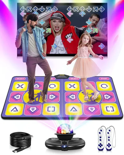 Vista 8 de Alfombrilla de baile doble, alfombrilla electrónica inalámbrica para TV con cámara, almohadilla de baile antideslizante para niños y adultos, tapete