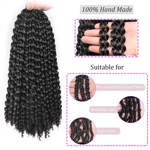 Vista 4 de Mechones de cabello muy rizados de material sintético, extensiones para unir con ganchillo