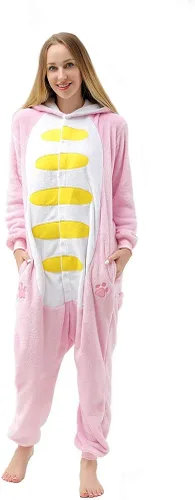 Vista 4 de Afoxsos Pijama de dinosaurio verde para mujer, disfraz de cosplay