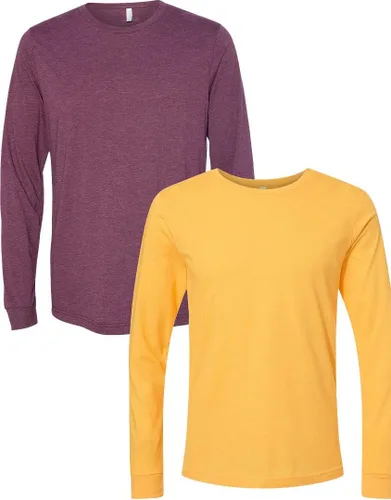 Vista 140 de Canvas Filmore 3501 - Camiseta de 4.2 onzas para hombre manga larga (1) Ceniza + (1) Jaspeado atlético