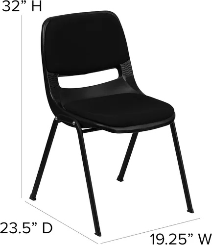 Vista 2 de EMMA + OLIVER Silla apilable ergonómica acolchada negra para estudiantes - aula/silla de invitados