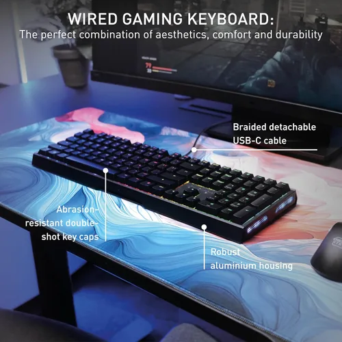 Vista 7 de CHERRY XTRFY Teclado mecánico para juegos MX 3.1 con cable Nuevos interruptores MX2A (negro, MX2A marrón)