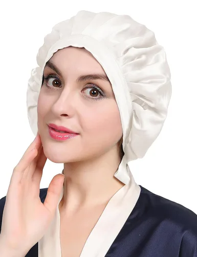 Vista 12 de LilySilk Gorro 100% de seda de morera, gorro de seda para dormir, ajustable para dormir, Verde aguacate