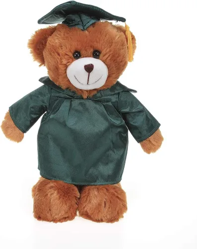 Vista 12 de Plushland Peluche de oso marrón, regalos para el día de graduación, texto personalizado, nombre o logotipo de tu escuela en el vestido, lo mejor