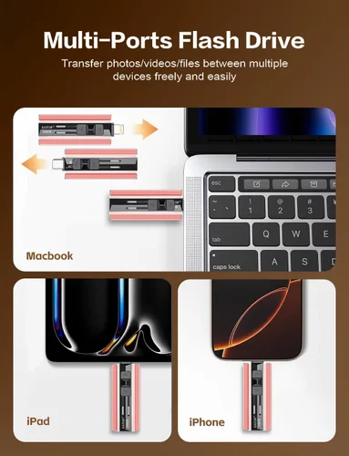 Vista 2 de EATOP Unidad Flash de 256GB Destinada para iPhone iPad, Memoria Stick de Almacenamiento para Copia de Seguridad de Fotos y Videos, Compatible