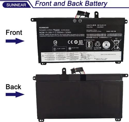 Vista 3 de 00UR891 SB10L84122 Reemplazo de batería para Lenovo ThinkPad T570 T580 P51S P52S ytpe 20H9 20HA 20JX 20JW 20L9 20LA Series batería interna 00UR890