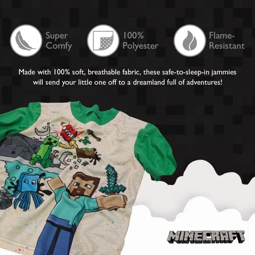 Vista 3 de Minecraft Conjunto de pijama de algodón para niños grandes Minería