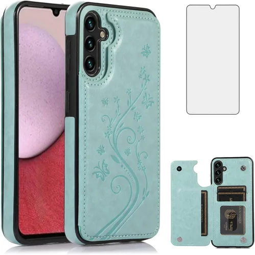 Vista 13 de Asuwish Funda de teléfono para Samsung Galaxy A14 5G con protector de pantalla de vidrio templado, tarjetero con soporte para tarjetero, soporte