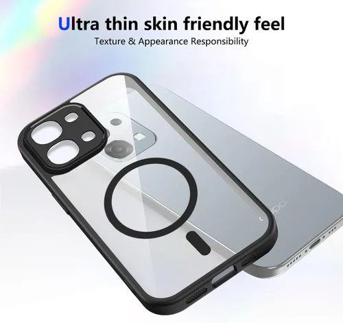 Vista 451 de Funda magnética transparente compatible con Xiaomi 17T, color negro 2 en 1 PC + TPU cubierta de teléfono a prueba de golpes, carcasa protectora