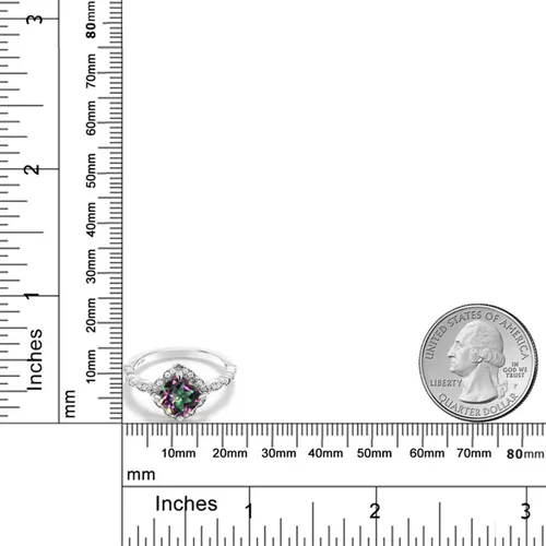 Vista 10 de Gem Stone King Anillo de compromiso solitario de moissanita blanca con piedra natal de corte cojín de 0.276 in para mujer, plata de ley 925