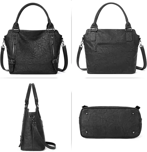 Vista 5 de CLUCI Paquetes de monederos y cartera para mujer, bolsos de cuero vegano.., plateado