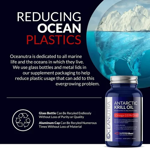 Vista 6 de Aceite de krill 100% puro 1000 mg suministro de 120 días de doble fuerza 56% fosfolípidos astaxantina sustentable antártico SuperbaBoost Omega 3 EPA