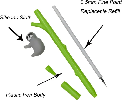 Vista 2 de 12 bolígrafos lindos de perezoso novedosos animales bolígrafos Panda Pen Koala Gel Pen 0.020 in tinta negra para fiesta escolar, cumpleaños