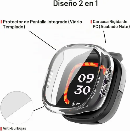 Vista 6 de Rc-Z Paquete de 2 fundas protectoras de pantalla para reloj inteligente Fitbit Google Ace LTE, marco duro de policarbonato con cubierta facial
