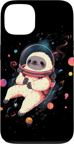 Vista 7 de Sloth Floating in Space Planets Stars Sloth Lover Case for iPhone 16