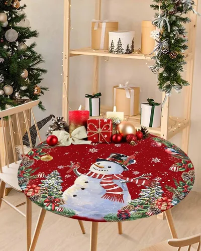 Vista 11 de Mantel ajustado para mesa redonda, mantel de otoño con hojas de otoño y calabaza de Acción de Gracias con borde elástico, mantel impermeable de Beige