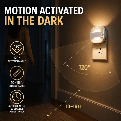 Vista 4 de L LOHAS LED Motion Sensor Night Light, Plug in Night Light, 3CCT 2 Pack
