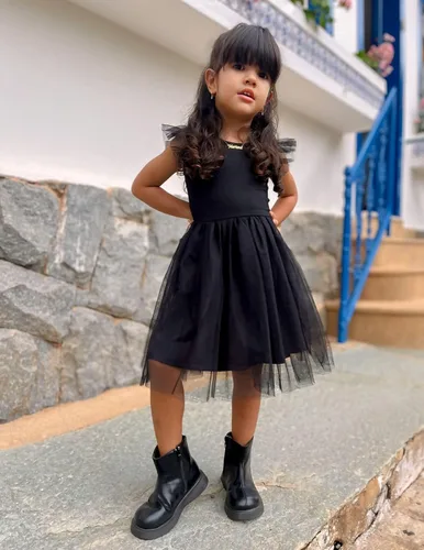 Vista 7 de Arshiner - Vestido tutú para niñas pequeñas, vestidos de algodón sin espalda para niñas de 2 a 6 años Negro