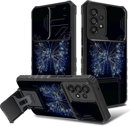 Vista 21 de Funda para Samsung Galaxy A53 5G con cubierta de cámara y soporte de soporte, resistente a prueba de golpes, TPU funda protectora para Samsung