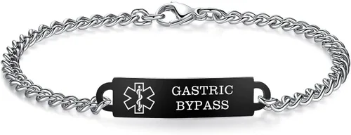 Vista 2 de Pulseras de identificación de alerta médica de 6.5 "-8.5" para mujeres, pulseras de emergencia médica de acero inoxidable, grabado gratuito