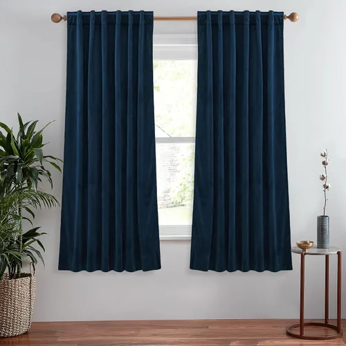 Vista 32 de StangH Cortinas 100% opacas, color beige, terciopelo suave y grueso, cortinas para ventana de dormitorio, forro blanco, cortinas con aislamiento