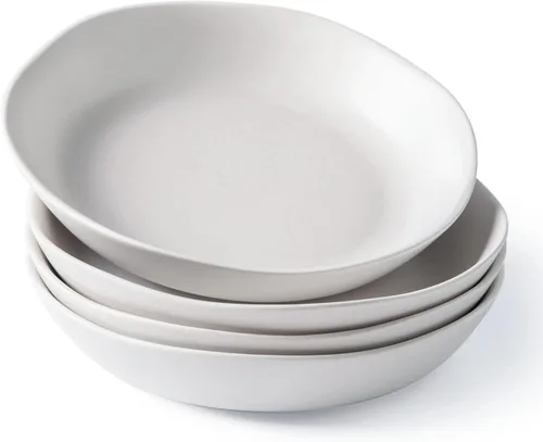 Vista 11 de AmorArc 9.75'' de cerámica cuencos grandes para pasta, juego de 4 cuencos planos de gres de 38 onzas para servir, cuencos aptos para horno