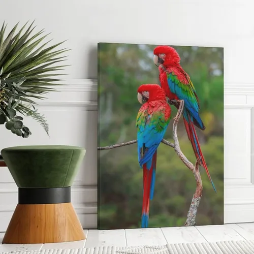 Vista 3 de Pósteres de lona con diseño de guacamayos rojos y verdes para habitación de pájaros, decoración de dormitorio, decoración deportiva, oficina