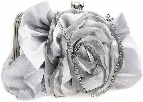 Vista 2 de Bolsos de mano florales para mujer, bolso de mano de satén para noche, fiesta, graduación, bolsos de novia