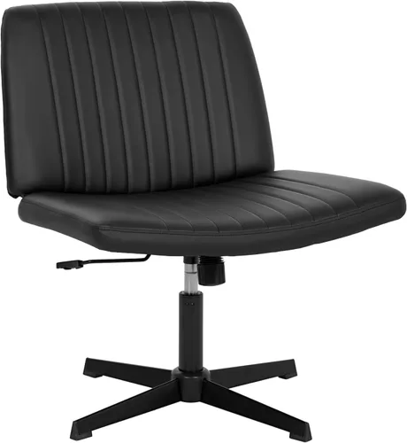 Vista 12 de PayLessHere Silla Criss Cross Ancha, Silla de Escritorio de Oficina sin Brazos, Silla de Tocador con Respaldo con Ruedas Giro 360, Altura Ajustable