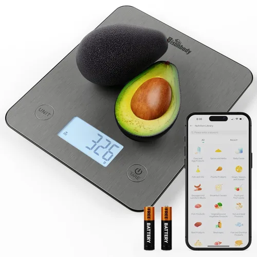 Vista 8 de Báscula inteligente de alimentos para preparación de comidas con calculadora nutricional, rastreador de macro de calorías, báscula digital de cocina