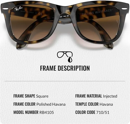Vista 28 de Ray-Ban RB4105 WAYFARER FOLDING CLASSIC - Gafas de sol de forma cuadrada con kit oficial de gafas